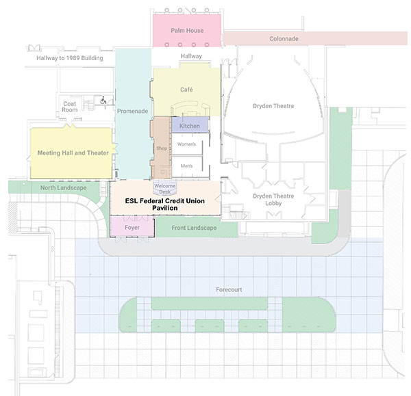Floor plan for the ESL Pavilion at the George Eastman Museum